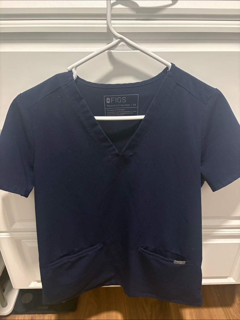 FIGS Navy Short-Sleeve V-Neck Scrub Top